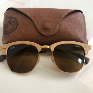 Rayban Wood Clubmaster Brown RB3016M 51mm New